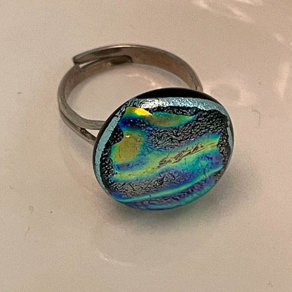 RENAISSANCE FAIR Gorgeous Glass Art Ring Size 7 (but adjustable) - Picture 8 of 12